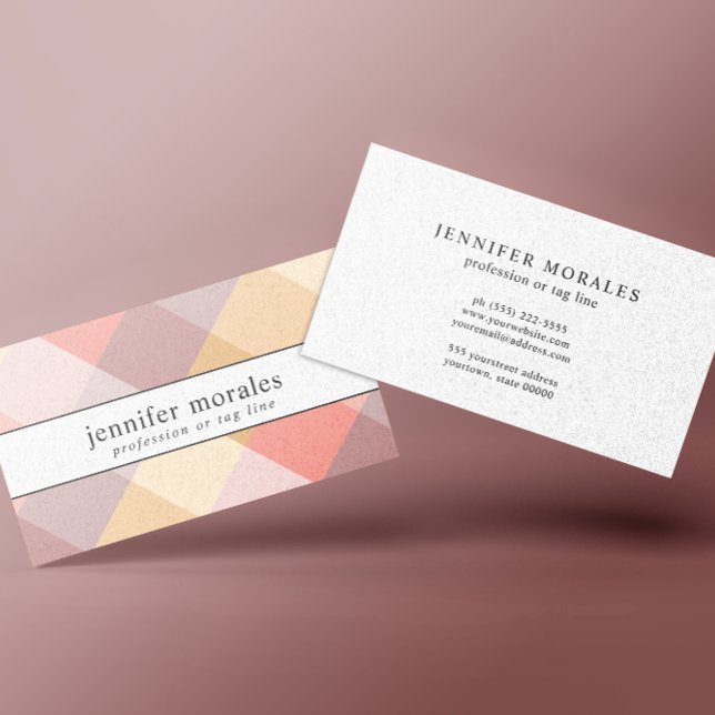Aquarellfarbe Kariert Rosa Creme Mauve Grau gelb Visitenkarte (Von Creator hochgeladen)