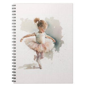 Aquarellfarbe, niedliche Ballerina in einem rosa K Notizblock