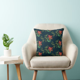 Aquarellfarbe Orange Lily Illustration Dunkeltürki Kissen
