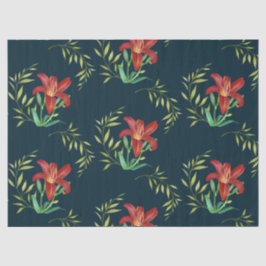 Aquarellfarbe Orange Lily Illustration Dunkeltürki Seidenpapier