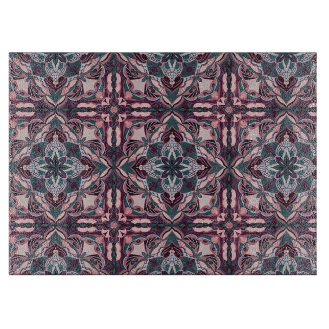 Aquarellfarbe Rosa Azulejo Spanischer Film Schneidebrett (Vorderseite)