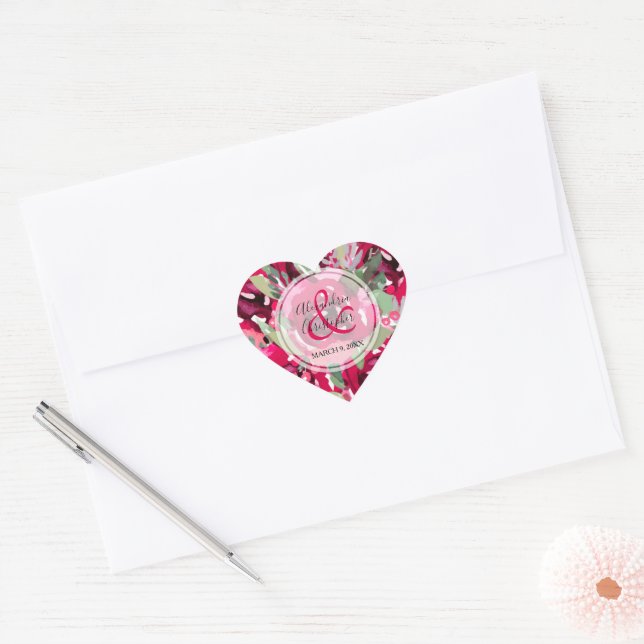 Aquarellfarbe Rosa Bläschen Herz-Aufkleber (Umschlag)