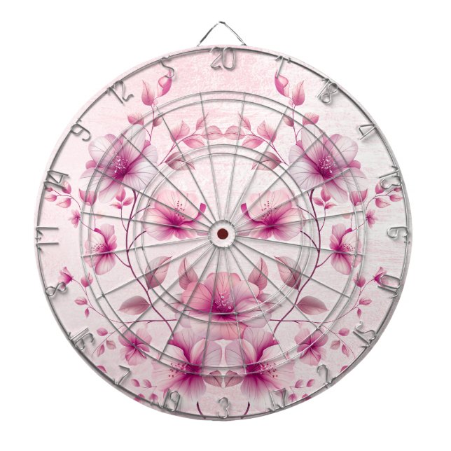 Aquarellfarbe Rosa Blume Dartboard Dartscheibe (vorne)