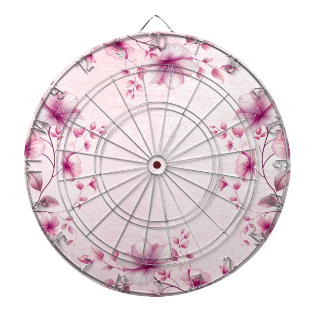 Aquarellfarbe Rosa Blume Dartboard Dartscheibe (vorne)
