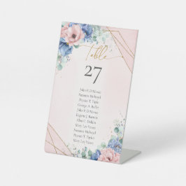 Aquarellfarbe Rosa Blume Goldrahmen Sockelschild