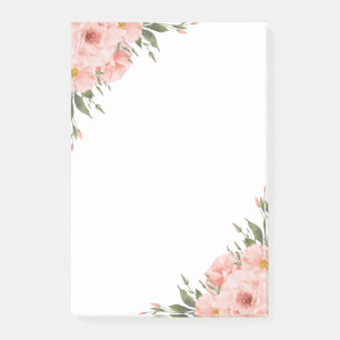 Aquarellfarbe Rosa Blume Post-it Klebezettel