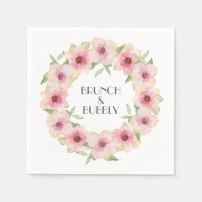 Aquarellfarbe Rosa Blume Serviette (Vorderseite)
