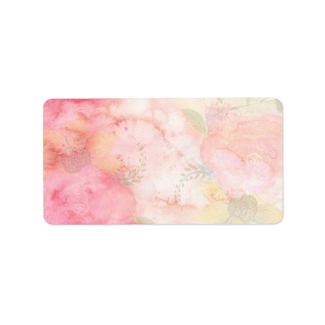 Aquarellfarbe Rosa Blumenuntergrund Adressaufkleber (Vorne)