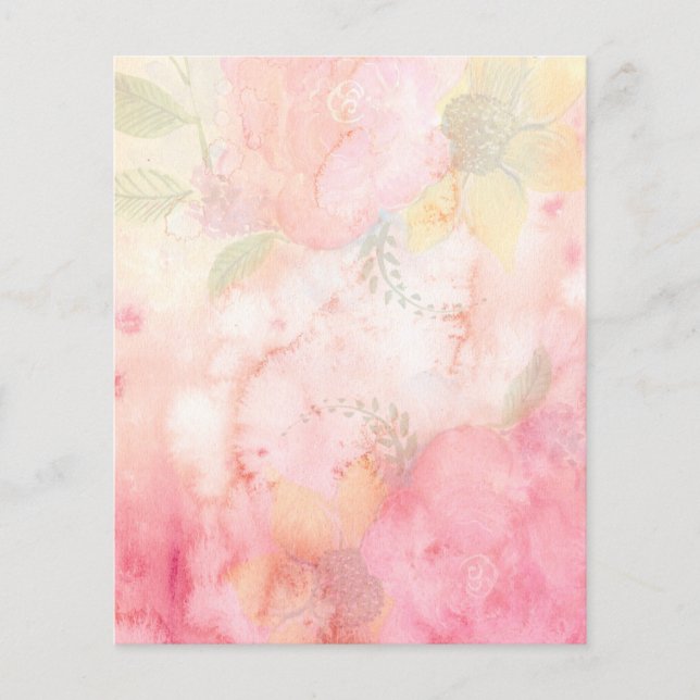 Aquarellfarbe Rosa Blumenuntergrund Flyer (Vorne)