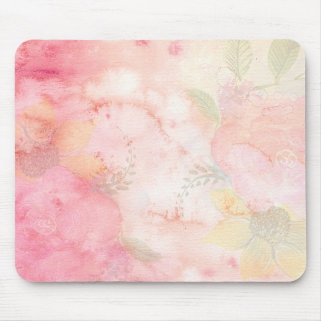 Aquarellfarbe Rosa Blumenuntergrund Mousepad (Vorne)
