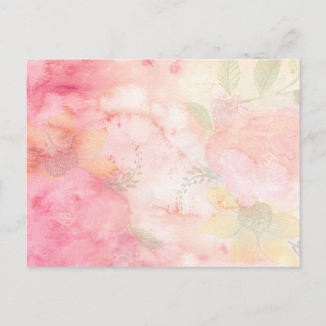 Aquarellfarbe Rosa Blumenuntergrund Postkarte (Vorderseite)