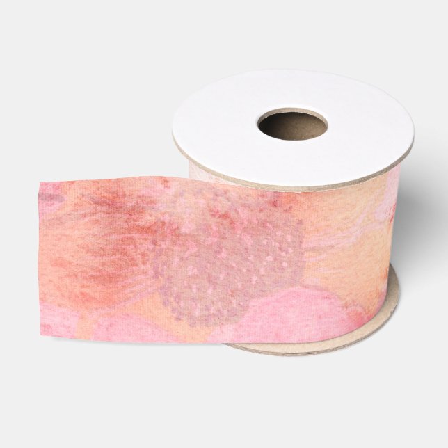 Aquarellfarbe Rosa Blumenuntergrund Ripsband (Spule)