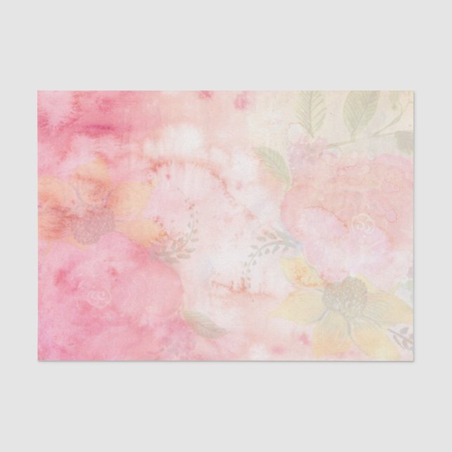 Aquarellfarbe Rosa Blumenuntergrund Seidenpapier (Vorderseite)