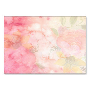 Aquarellfarbe Rosa Blumenuntergrund Tischnummer