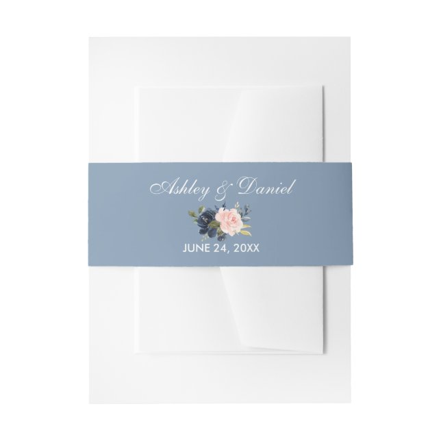 Aquarellfarbe Rosa Blütenblau Einladungsbanderole (Vorderseite Beispiel)