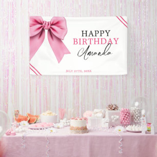 Aquarellfarbe Rosa Bow Chic Sweet 16 Geburtstag Banner