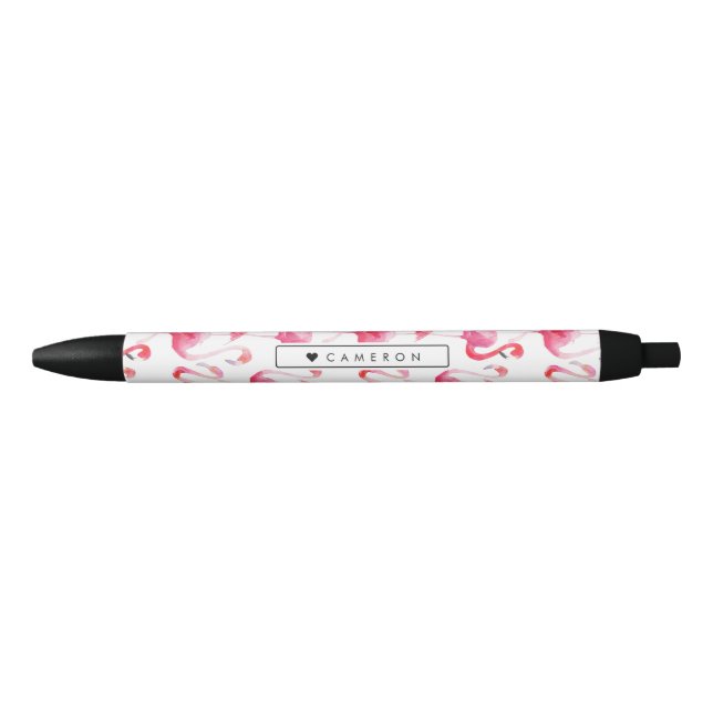Aquarellfarbe Rosa Flamingo Muster Personalisiert Kugelschreiber (Vorderseite)