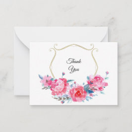 Aquarellfarbe Rosa Floral Danke Karte