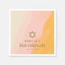 Aquarellfarbe Rosa Gelber Star Custom Bat Mitzvah