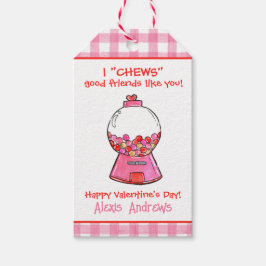 Aquarellfarbe Rosa Gingham Gumballs Valentinsche Geschenkanhänger