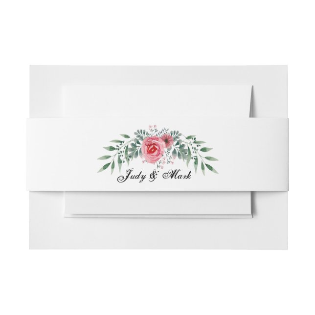 Aquarellfarbe Rosa Grüne Foliage Einladungsbanderole (Vorderseite Beispiel)