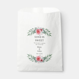 Aquarellfarbe Rosa Grüne Foliage Geschenktütchen