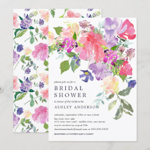 Aquarellfarbe Rosa Lila Brautparty Einladung