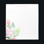 Aquarellfarbe Rosa Magnolia Blume Personalisiert Notizblock<br><div class="desc">Aquarellfarbe Rosa Magnolia Blume Personalisiert Linierte Notepad</div>