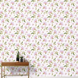 Aquarellfarbe Rosa Magnolia Blume Tapete