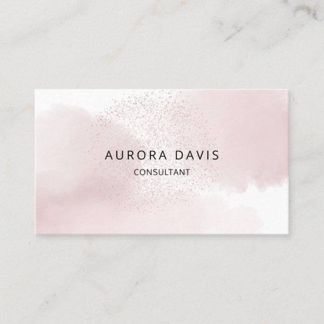 Aquarellfarbe Rosa Minimalistisch Moderne Visitenkarte (Vorderseite)