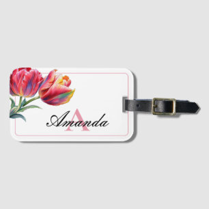 Aquarellfarbe Rosa Monogrammatikalischer Name Tuli Gepäckanhänger