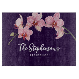 Aquarellfarbe Rosa Moth Orchideen Malerei Schneidebrett