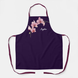 Aquarellfarbe Rosa Moth Orchideen Malerei Schürze