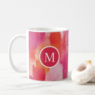 Aquarellfarbe Rosa Orange Abstrakt Kaffeetasse