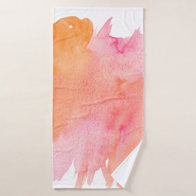 Aquarellfarbe Rosa Orange Badehandtuch (Badehandtuch)