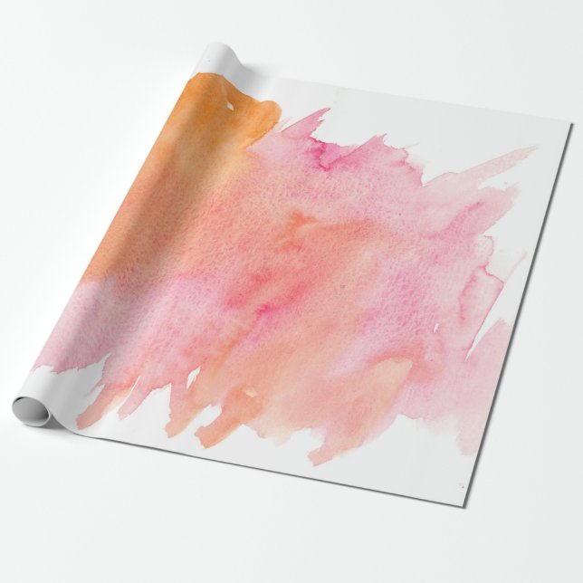 Aquarellfarbe Rosa Orange Geschenkpapier (Ungerollt)