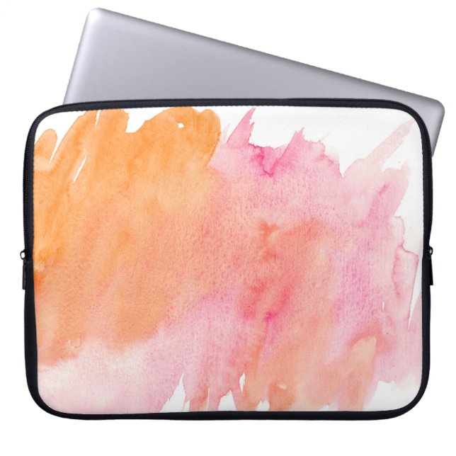 Aquarellfarbe Rosa Orange Laptopschutzhülle (Vorderseite)