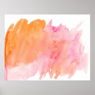 Aquarellfarbe Rosa Orange Poster