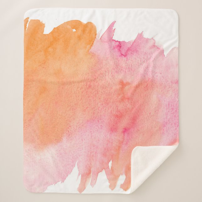 Aquarellfarbe Rosa Orange Sherpadecke (Vorderseite)
