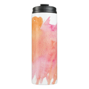 Aquarellfarbe Rosa Orange Thermosbecher