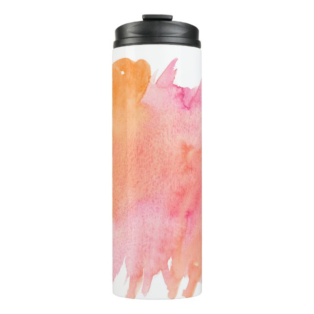 Aquarellfarbe Rosa Orange Thermosbecher (Vorderseite)