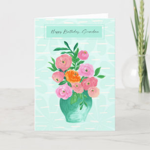 Aquarellfarbe Rosa Orange und Korallen Blume Aquam Dankeskarte