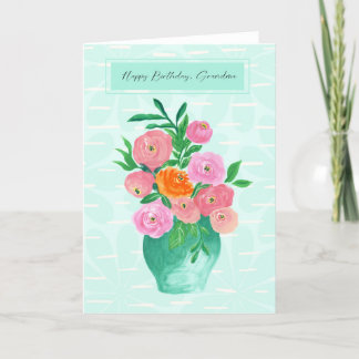 Aquarellfarbe Rosa Orange und Korallen Blume Aquam Dankeskarte