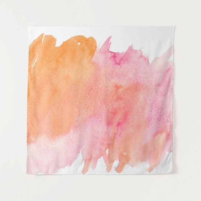 Aquarellfarbe Rosa Orange Wandteppich (Vorderseite)