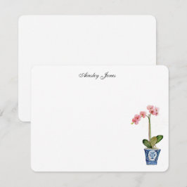 Aquarellfarbe Rosa Orchidee in blauem Topf Dankeskarte