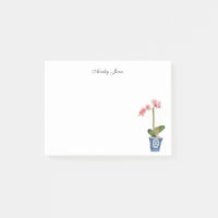Aquarellfarbe Rosa Orchidee in blauem Topf
