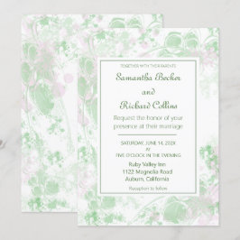 Aquarellfarbe Rosa und grüne botanische Hochzeit Einladung