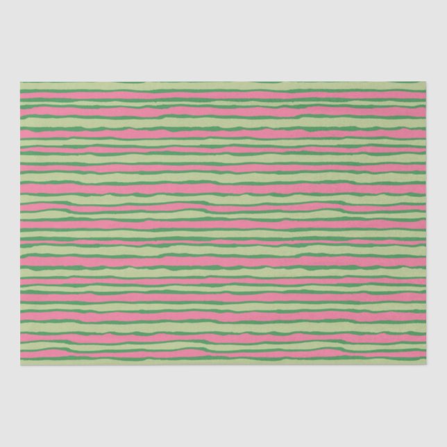 Aquarellfarbe Rosa und grünes Wassermelone Muster Seidenpapier (Vorderseite)