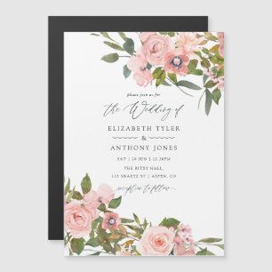 Aquarellfarbe Rosa und Rose Gold Rose Hochzeit Magneteinladung