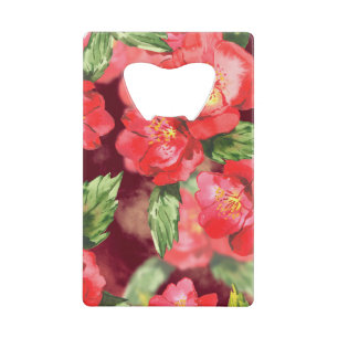 Aquarellfarbe Rosa und Rote Rosen Geldkarten Flaschenöffner